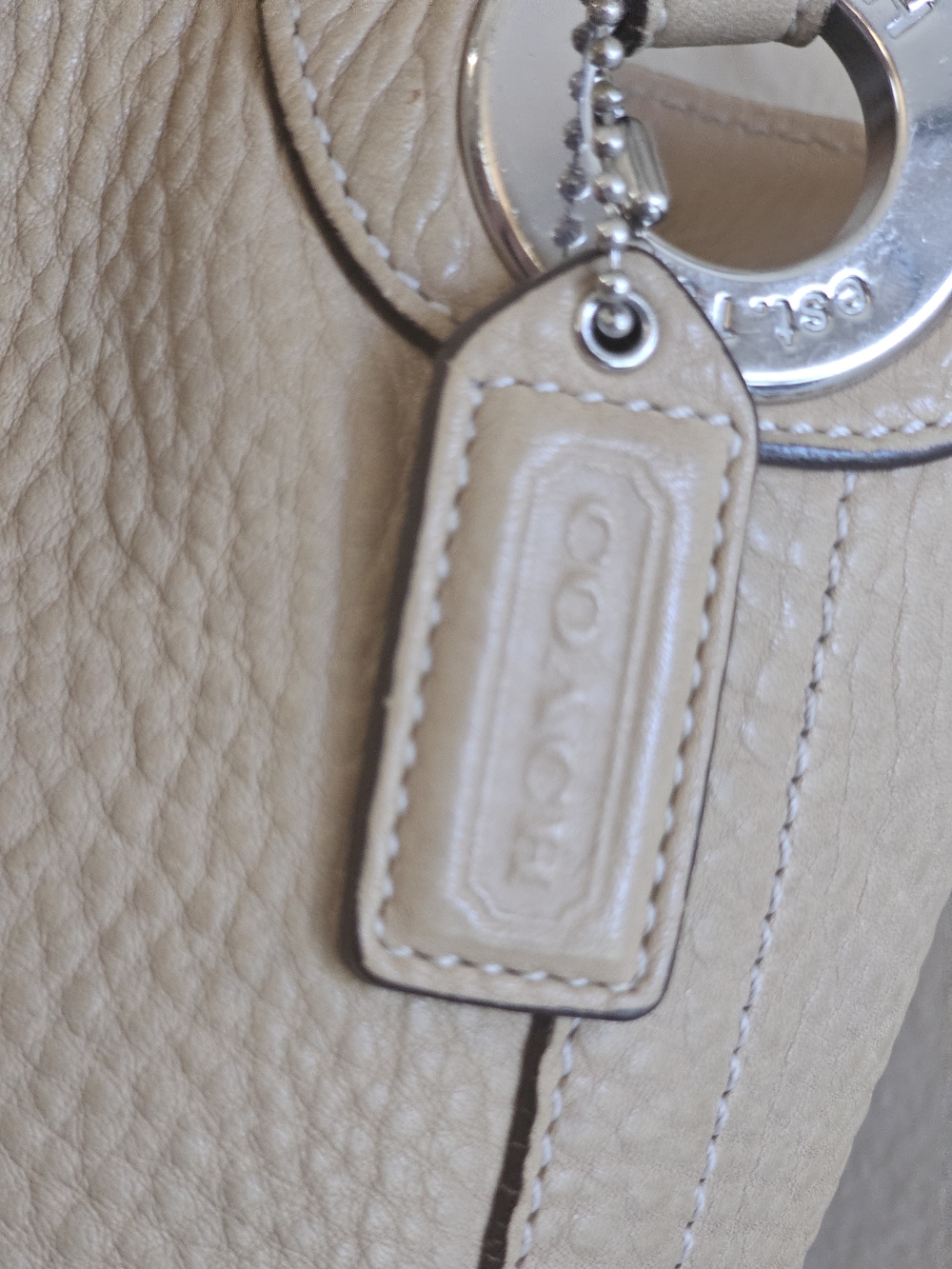 Coach Pebbled Leather Shoulder Bag in Beige - Picture 4 of 8